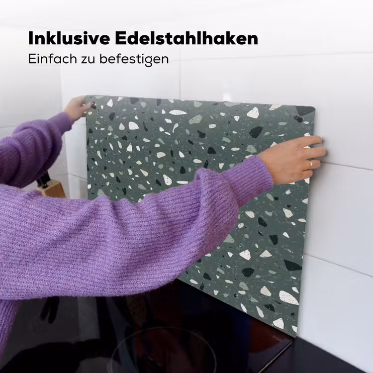 Terrazzo - Patroon - Kleurrijk - Groen Inductie beschemer met haakjes klein 777 -ky-ophangen-de
