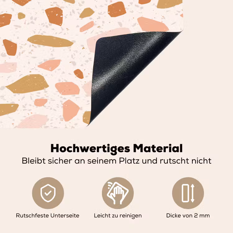 Terrazzo - Patroon - Kleurrijk - Zalm Inductie beschemer met haakjes klein 777 -ky-onderkant-de