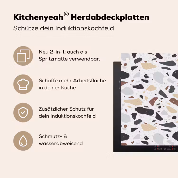 Terrazzo - Patroon - Kleurrijk - Klei Inductie beschemer met haakjes klein 777 -ky-usp-de