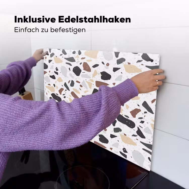 Terrazzo - Patroon - Kleurrijk - Klei Inductie beschemer met haakjes klein 777 -ky-ophangen-de