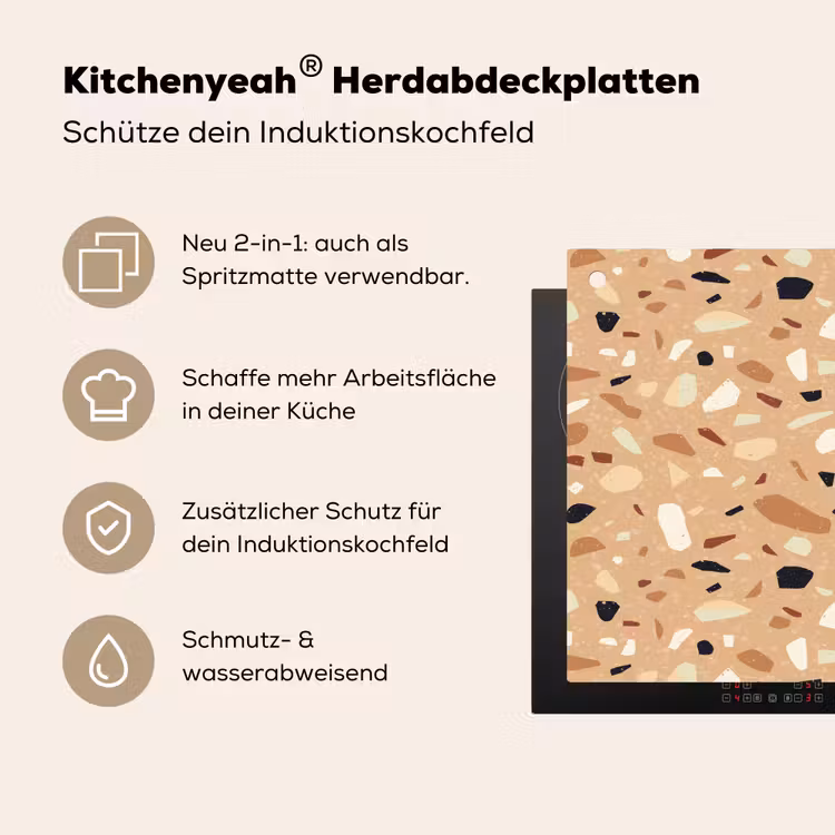 Terrazzo - Patroon - Kleurrijk - Oranje Inductie beschemer met haakjes klein 777 -ky-usp-de