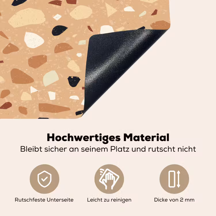 Terrazzo - Patroon - Kleurrijk - Oranje Inductie beschemer met haakjes klein 777 -ky-onderkant-de