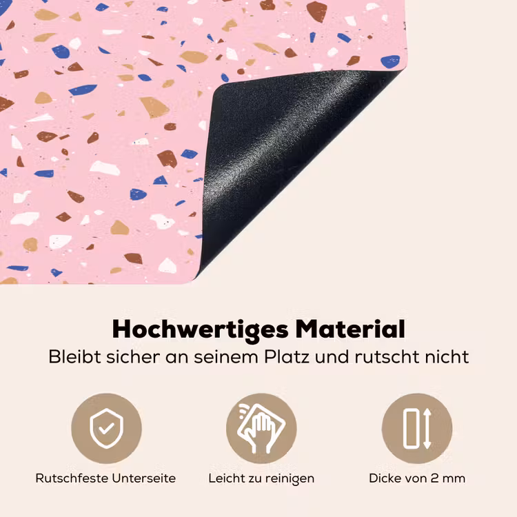 Terrazzo - Patroon - Kleurrijk - Roze Inductie beschemer met haakjes klein 777 -ky-onderkant-de