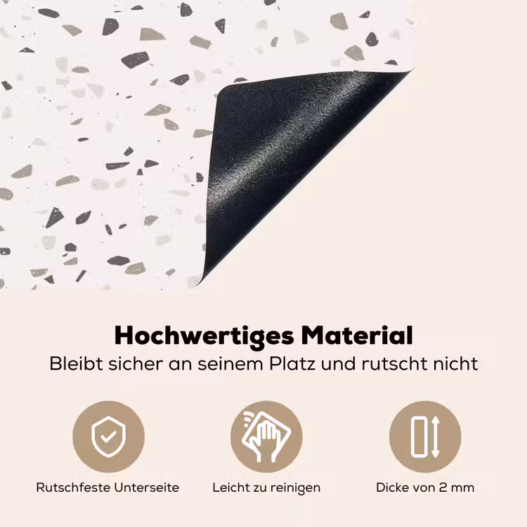 Terrazzo - Patroon - Créme Inductie beschemer met haakjes klein 777 -ky-onderkant-de