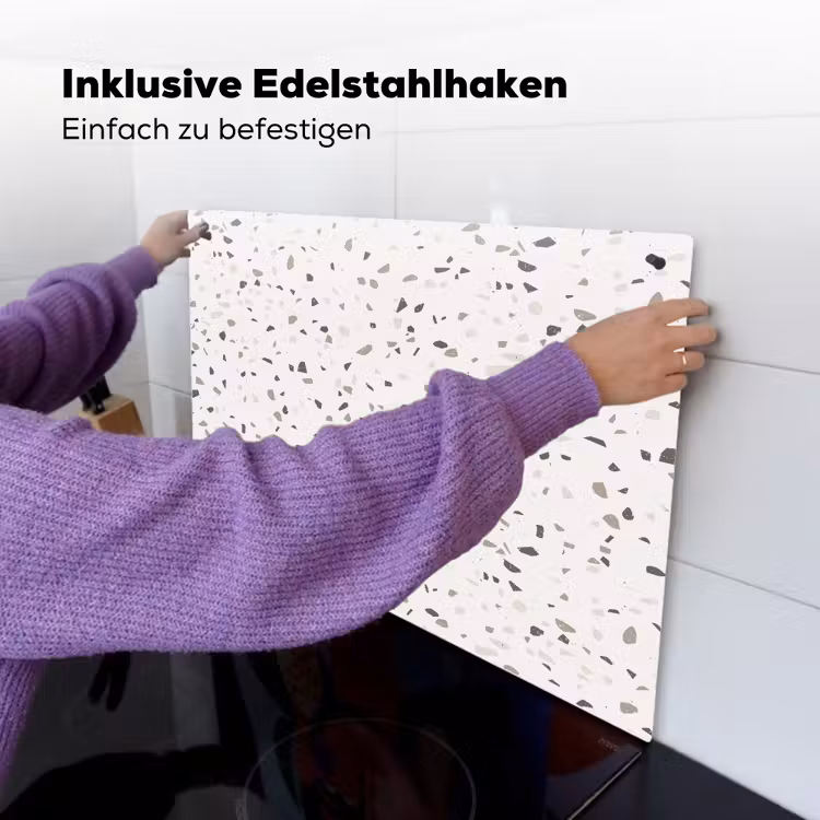 Terrazzo - Patroon - Créme Inductie beschemer met haakjes klein 777 -ky-ophangen-de