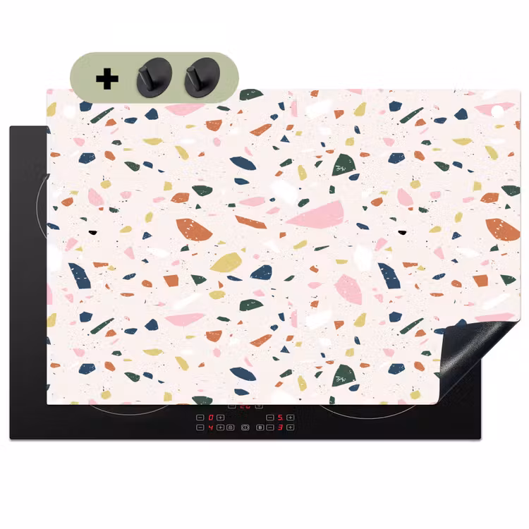 Terrazzo - Patroon - Kleurrijk Inductie beschemer met haakjes klein 777 -3d