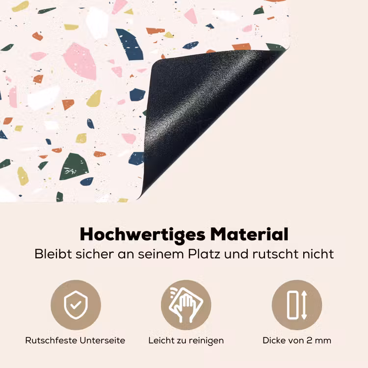 Terrazzo - Patroon - Kleurrijk Inductie beschemer met haakjes klein 777 -ky-onderkant-de