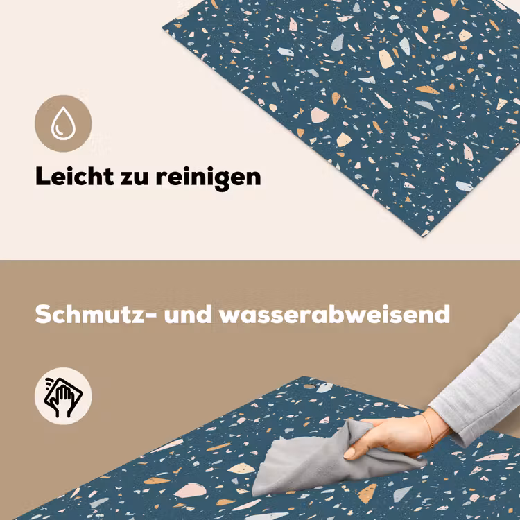 Terrazzo - Patroon - Kleurrijk - Diep blauw Inductie beschemer met haakjes klein 777 -ky-schoon-de