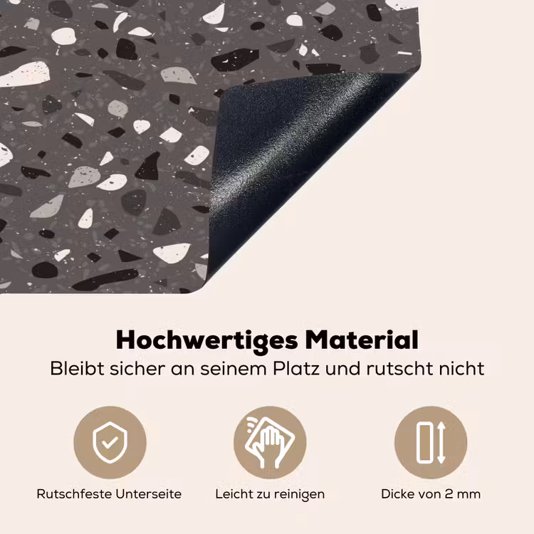 Terrazzo - Patroon - Grijs Inductie beschemer met haakjes klein 777 -ky-onderkant-de