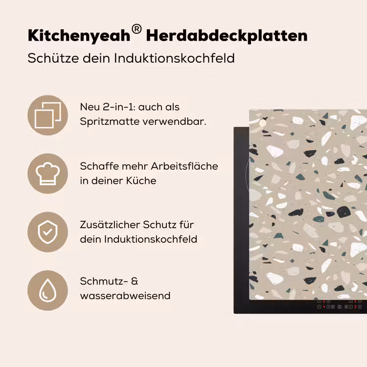 Terrazzo - Patroon - Groen Inductie beschemer met haakjes klein 777 -ky-usp-de