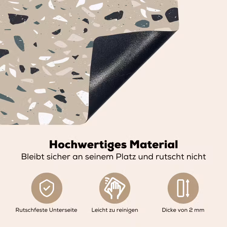 Terrazzo - Patroon - Groen Inductie beschemer met haakjes klein 777 -ky-onderkant-de