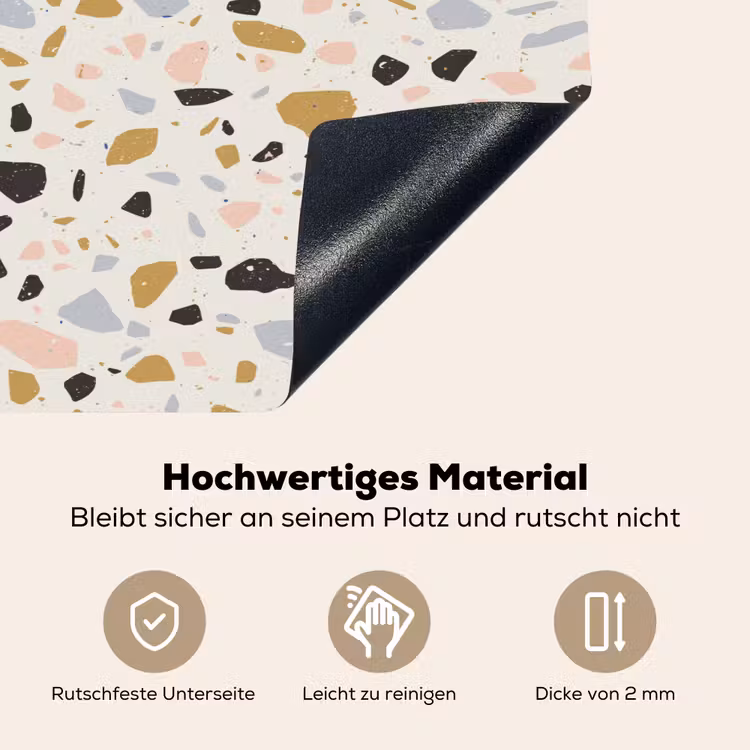 Terrazzo - Patroon - Neutraal - Zacht - Multi Inductie beschemer met haakjes klein 777 -ky-onderkant-de