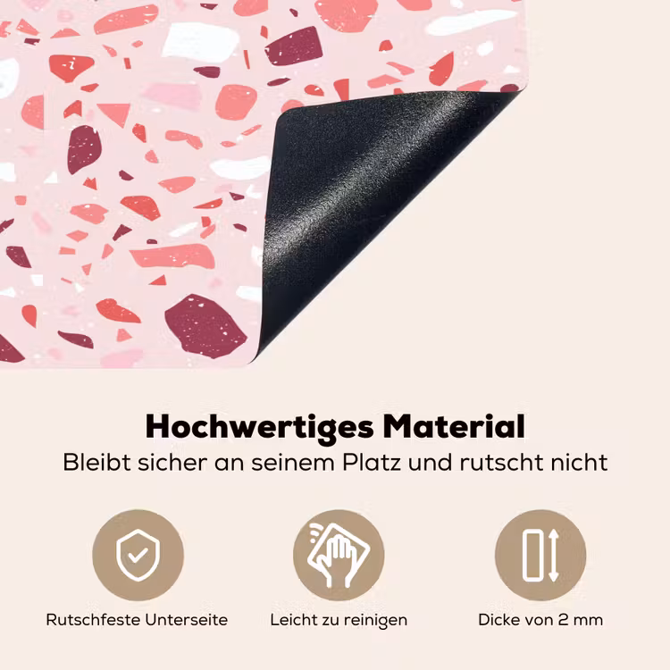Terrazzo - Patroon - Roze Inductie beschemer met haakjes klein 777 -ky-onderkant-de