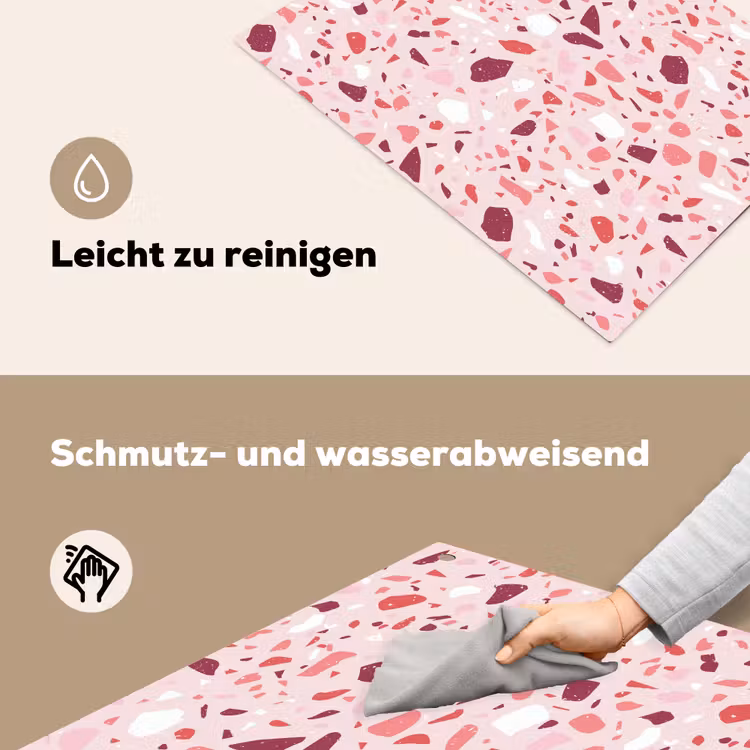 Terrazzo - Patroon - Roze Inductie beschemer met haakjes klein 777 -ky-schoon-de