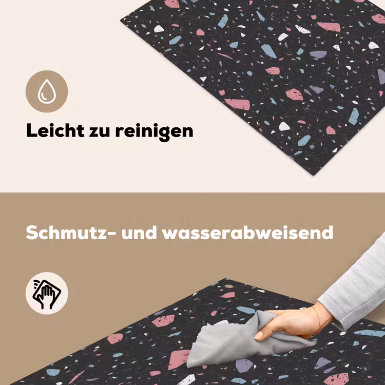 Terrazzo - Patroon - Zwart - Zacht Inductie beschemer met haakjes klein 777 -ky-schoon-de