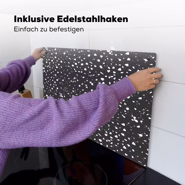 Terrazzo - Patroon - Zwart - Wit Inductie beschemer met haakjes klein 777 -ky-ophangen-de