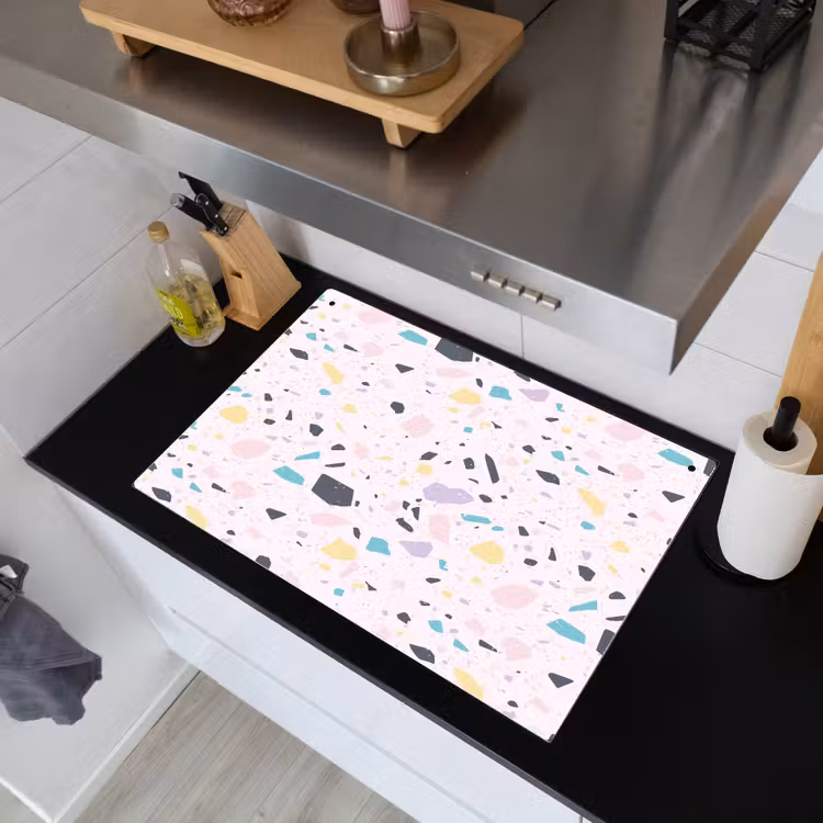 Terrazzo - Patroon - Zacht - Snoep Inductie beschemer met haakjes klein 777 -sfeer1