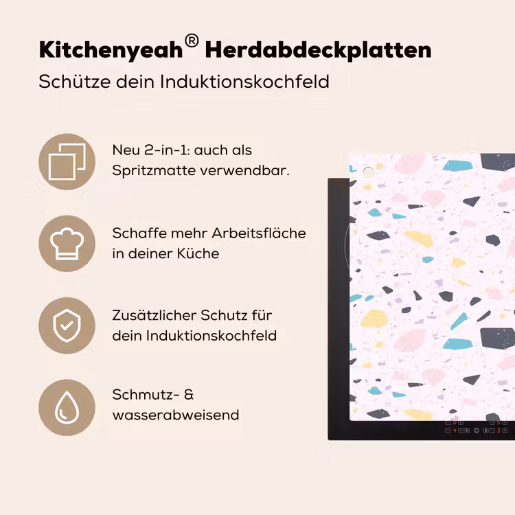Terrazzo - Patroon - Zacht - Snoep Inductie beschemer met haakjes klein 777 -ky-usp-de