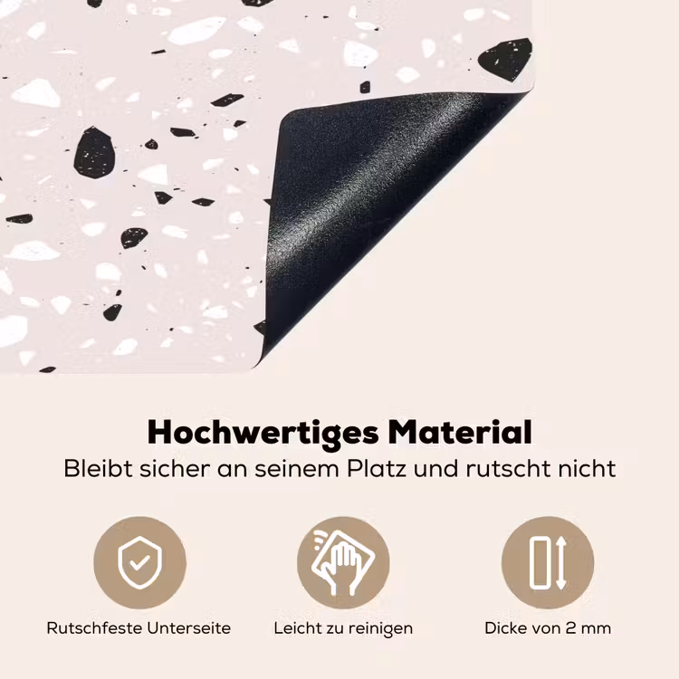 Terrazzo - Patroon - Zacht - Zwart - Wit Inductie beschemer met haakjes klein 777 -ky-onderkant-de