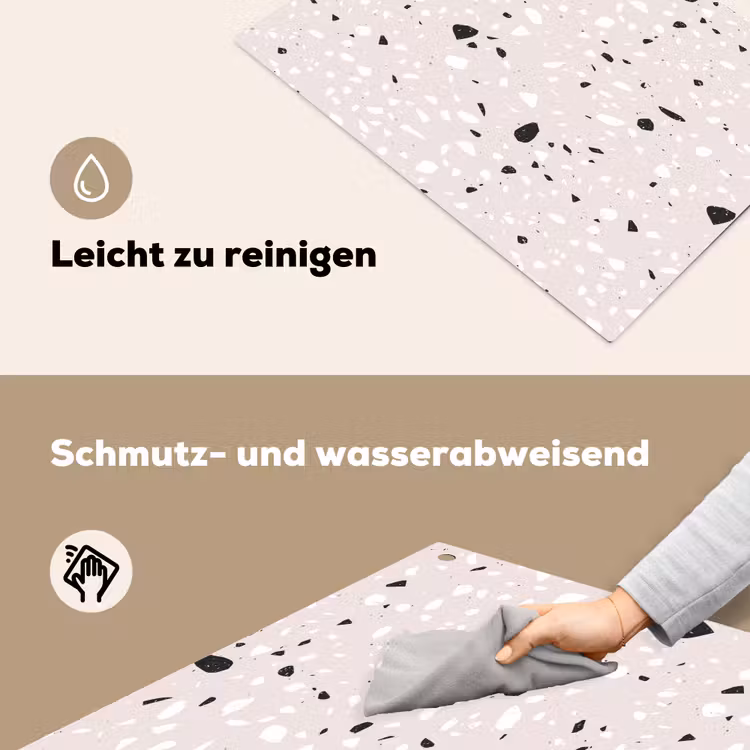 Terrazzo - Patroon - Zacht - Zwart - Wit Inductie beschemer met haakjes klein 777 -ky-schoon-de