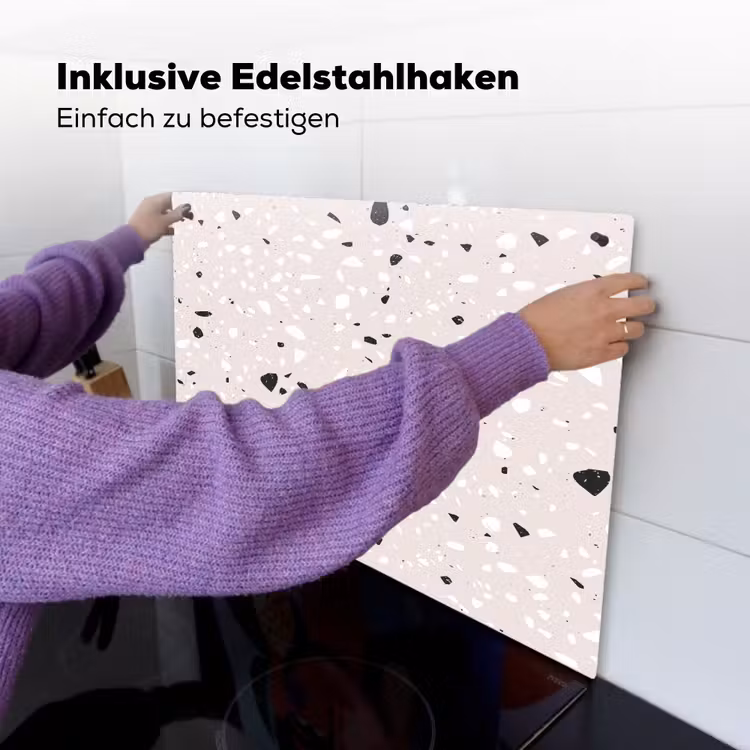 Terrazzo - Patroon - Zacht - Zwart - Wit Inductie beschemer met haakjes klein 777 -ky-ophangen-de