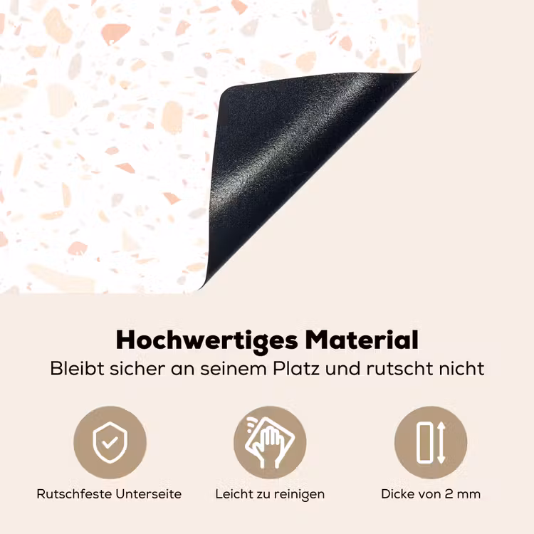 Terrazzo - Patroon - Wit - Perzik Inductie beschemer met haakjes klein 777 -ky-onderkant-de