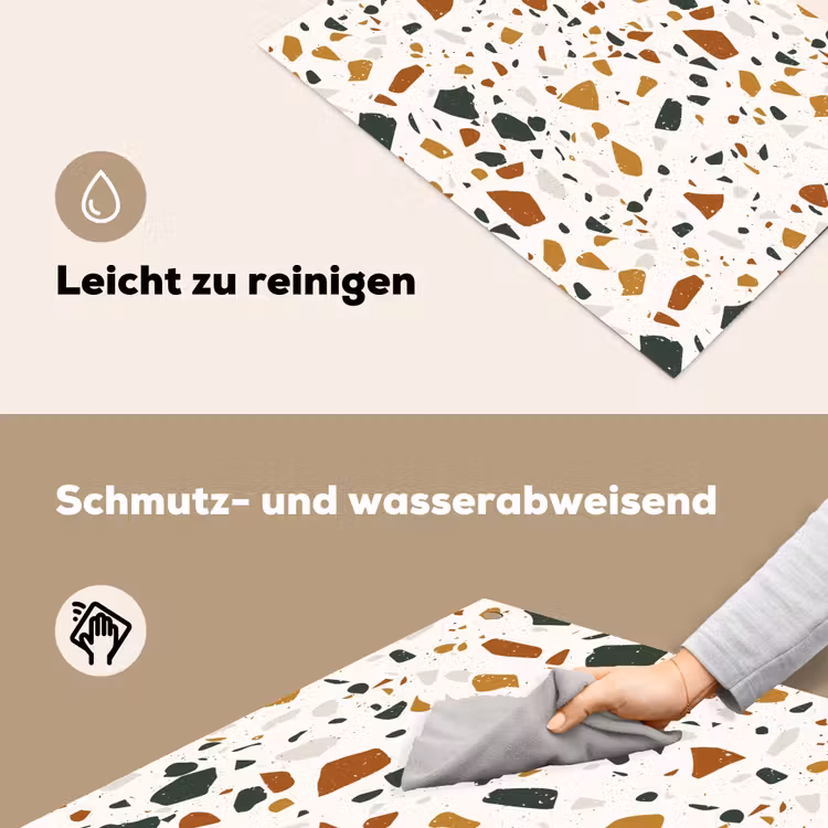Terrazzo - Patroon - Wit - Terra Inductie beschemer met haakjes klein 777 -ky-schoon-de