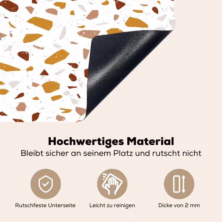 Terrazzo -  Patroon - Wit - Urban Inductie beschemer met haakjes klein 777 -ky-onderkant-de