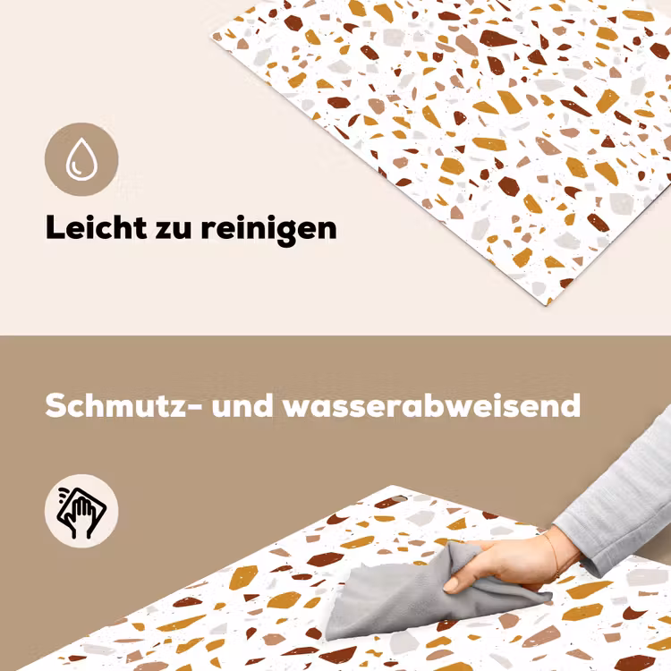 Terrazzo -  Patroon - Wit - Urban Inductie beschemer met haakjes klein 777 -ky-schoon-de