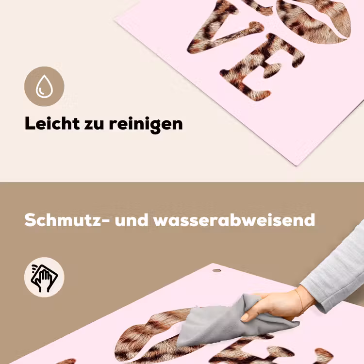Tekst - Love - Pantervacht - Lichtroze Inductie beschemer met haakjes middel -ky-schoon-de