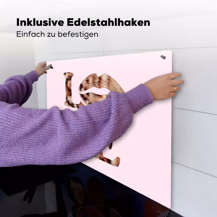 Tekst - Love - Pantervacht - Lichtroze Inductie beschemer met haakjes middel -ky-ophangen-de