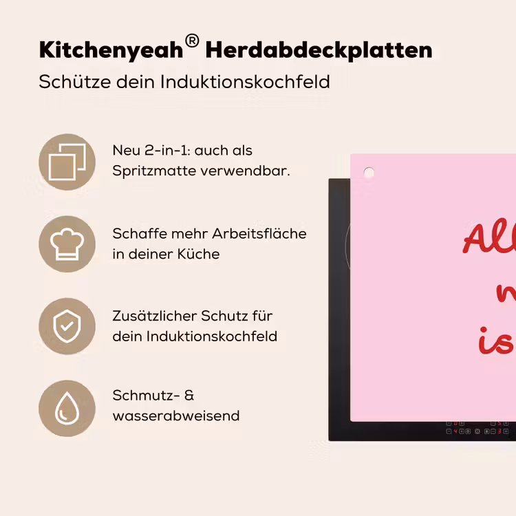 Tekst - Roze - Love - Hart Inductie beschemer met haakjes klein -ky-usp-de