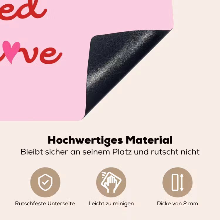 Tekst - Roze - Love - Hart Inductie beschemer met haakjes klein -ky-onderkant-de