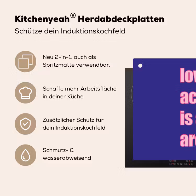 Tekst - Valentijn - Love - Blauw Inductie beschemer met haakjes klein -ky-usp-de