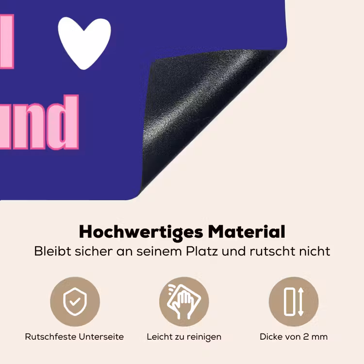 Tekst - Valentijn - Love - Blauw Inductie beschemer met haakjes klein -ky-onderkant-de