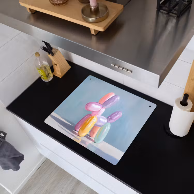 Dier - Ballon - Pasteltinten - Glanzend Inductie beschemer met haakjes middel -sfeer1