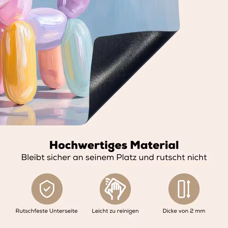 Dier - Ballon - Pasteltinten - Glanzend Inductie beschemer met haakjes middel -ky-onderkant-de