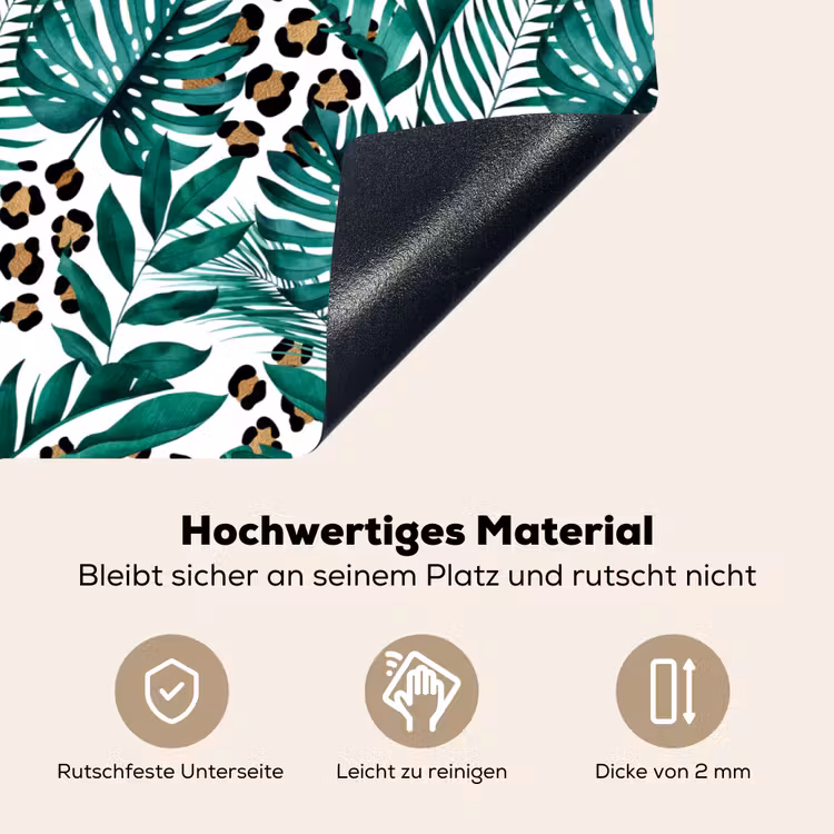 Dierenprint - Panter - Bladeren - Tropisch - Jungle Inductie beschemer met haakjes groot -ky-onderkant-de