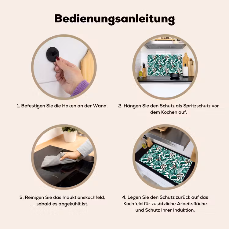 Dierenprint - Panter - Bladeren - Tropisch - Jungle Inductie beschemer met haakjes groot -ky-gebruik-de