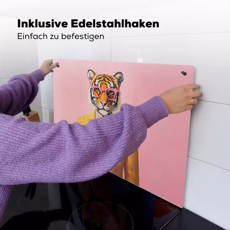 Tijger - Bril - Geel - Jasje Inductie beschemer met haakjes klein -ky-ophangen-de