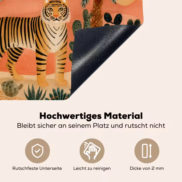 Tijger - Kleurrijk - Palmen - Cactus Inductie beschemer met haakjes middel -ky-onderkant-de