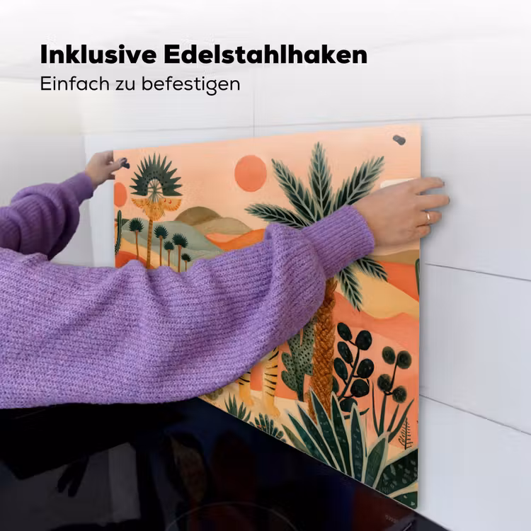 Tijger - Kleurrijk - Palmen - Cactus Inductie beschemer met haakjes middel -ky-ophangen-de