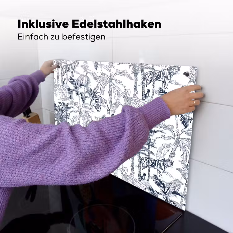 Tijger - Jungle - Blauw Inductie beschemer met haakjes klein 777 -ky-ophangen-de