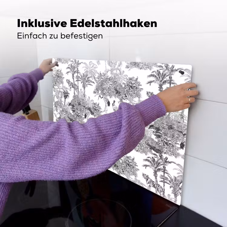 Tijger - Jungle - Patroon - Grijs Inductie beschemer met haakjes klein 777 -ky-ophangen-de