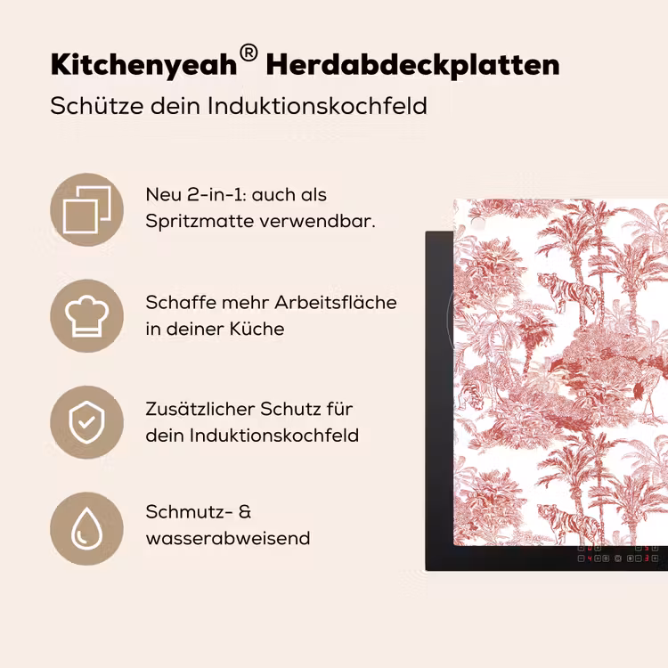 Tijger - Jungle - Natuur - Rood Inductie beschemer met haakjes klein 777 -ky-usp-de