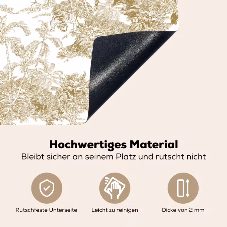 Tijger - Jungle - Vogel - Beige Inductie beschemer met haakjes klein 777 -ky-onderkant-de