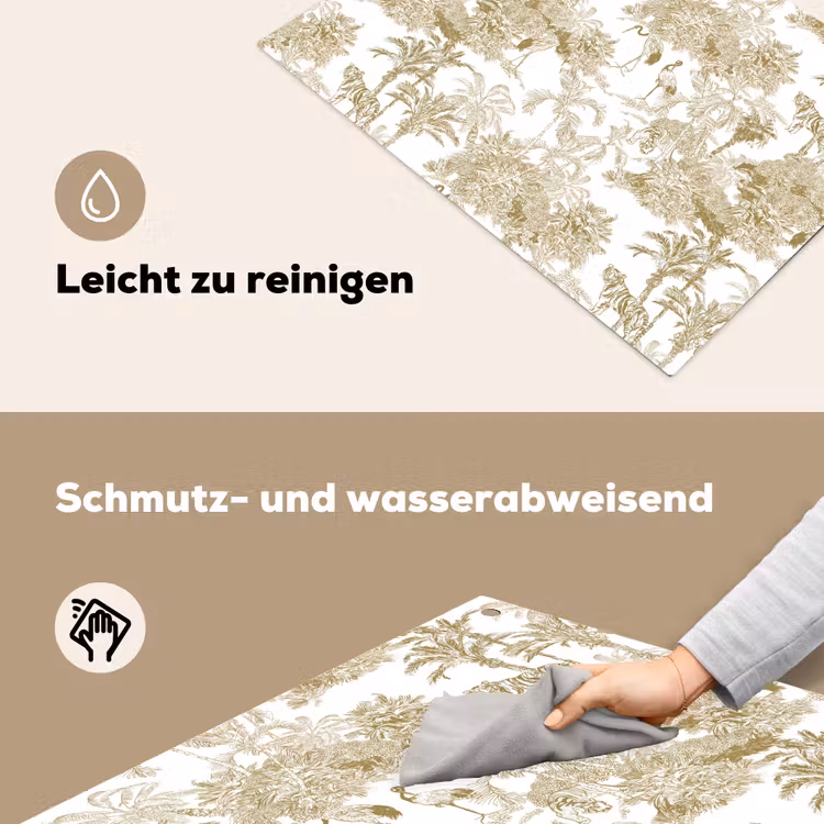 Tijger - Jungle - Vogel - Beige Inductie beschemer met haakjes klein 777 -ky-schoon-de