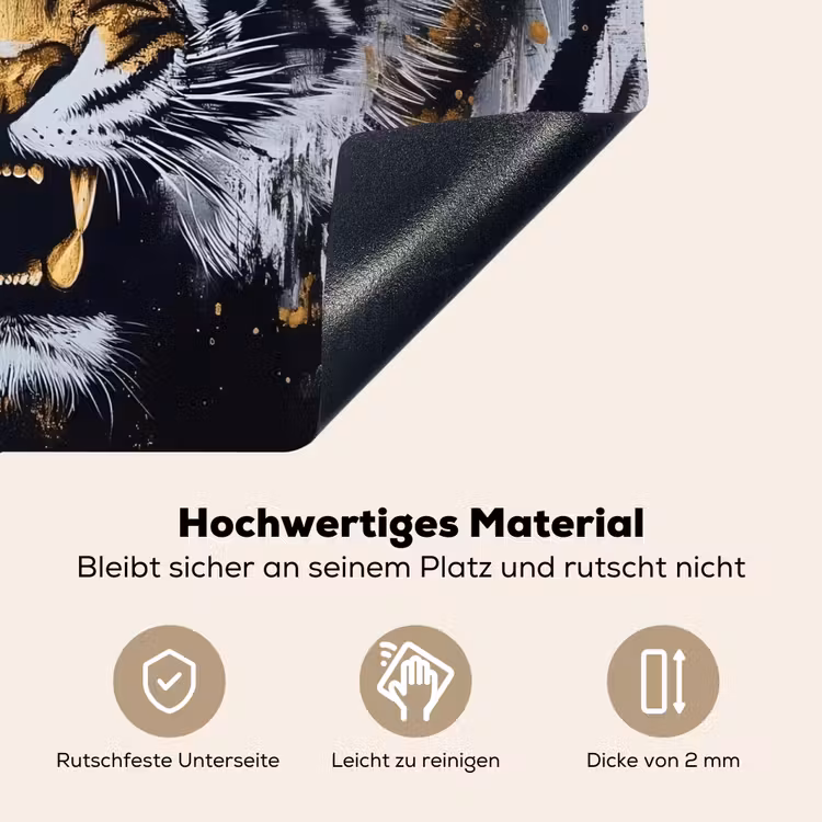 Tijger - Verfspatten - Goud Inductie beschemer met haakjes klein -ky-onderkant-de