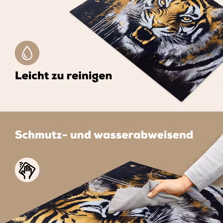 Tijger - Verfspatten - Goud Inductie beschemer met haakjes klein -ky-schoon-de