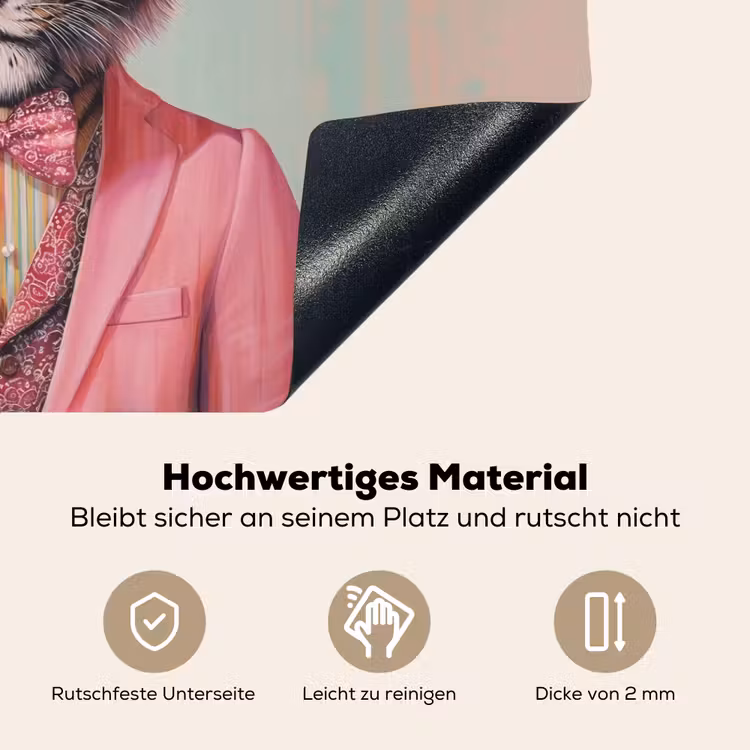 Tijger - Strik - Jasje - Roze Inductie beschemer met haakjes klein -ky-onderkant-de